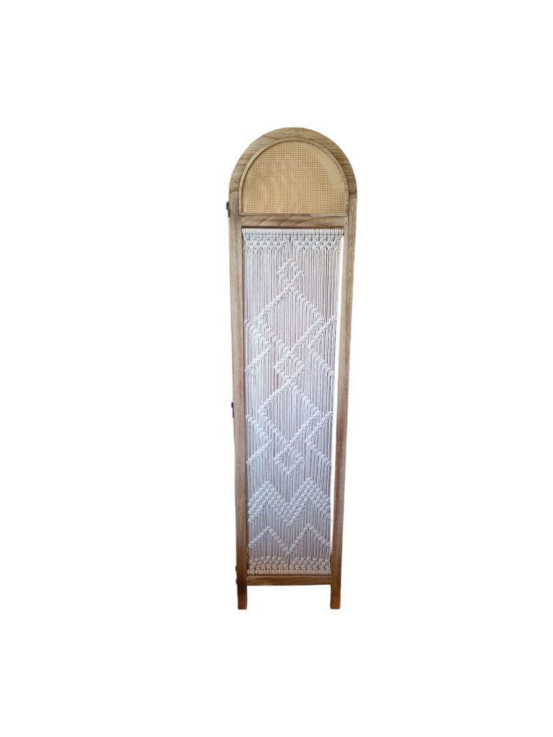 BIOMBO SEPARADOR DE AMBIENTE MADERA 4 CUERPOS CON TEJIDO MACRAME-4