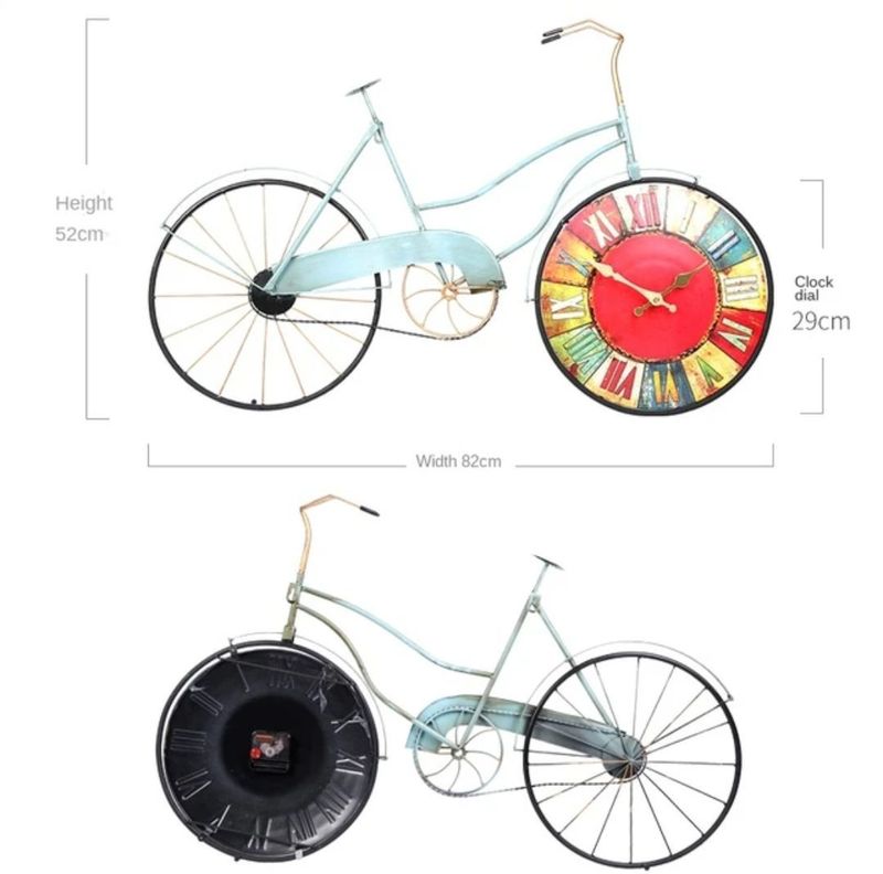 RELOJ PARED VINTAGE BICICLETA COLORES METAL-2