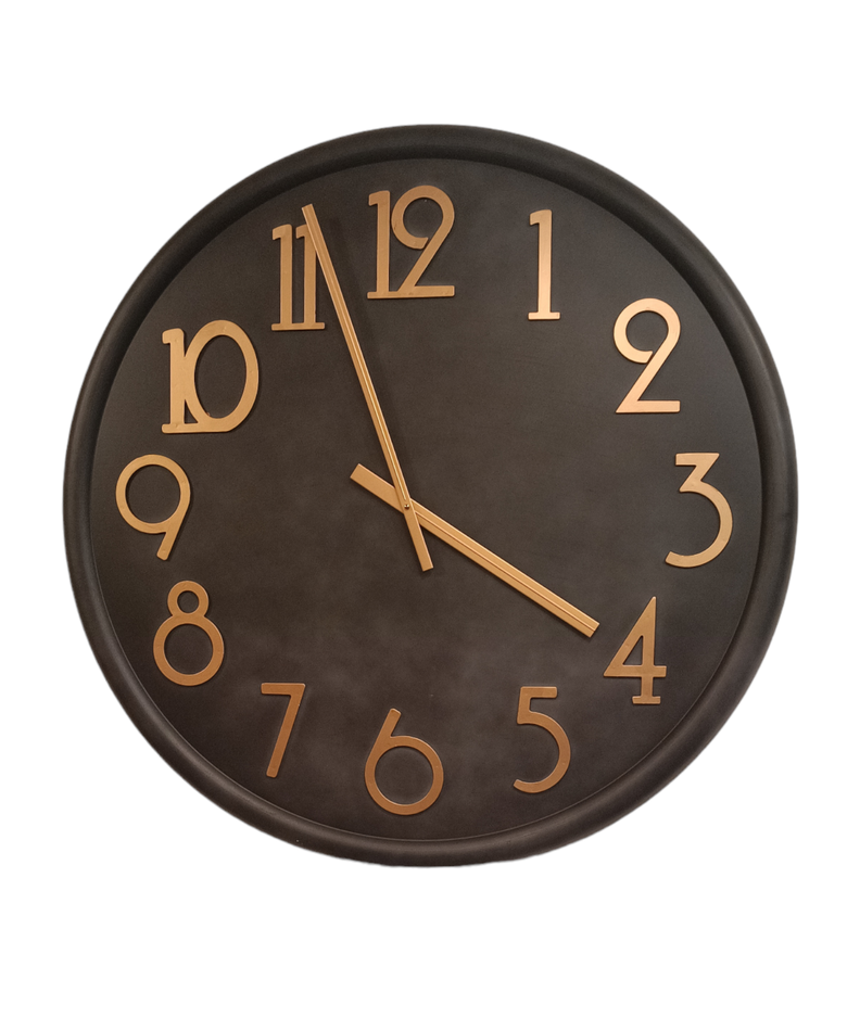 RELOJ PARED GRANDE METAL EUROPEO NEGRO CON DORADO -1