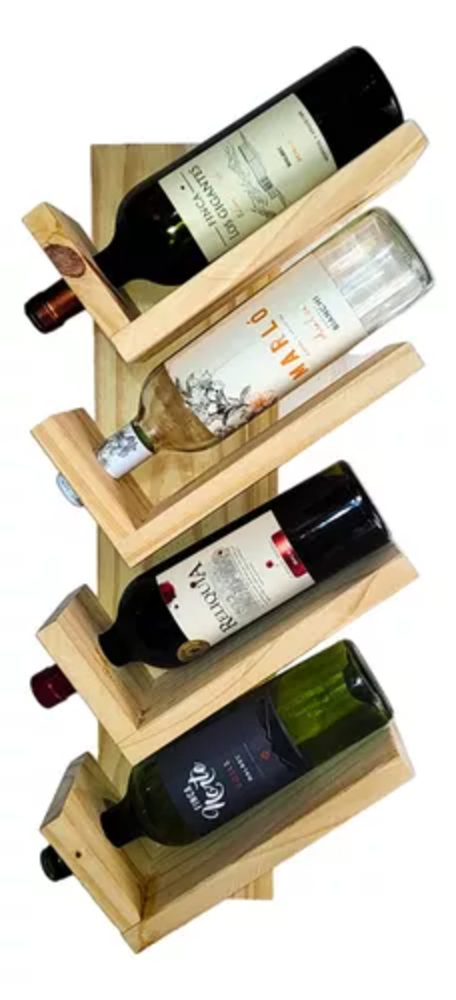 Porta Vino Madera Pino 4 Botellas Inclinadas-0