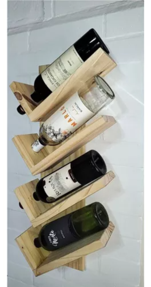 Porta Vino Madera Pino 4 Botellas Inclinadas-2