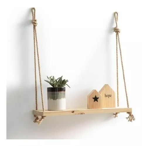 Estante Decorativo Con Cuerdas Madera Rustica-1
