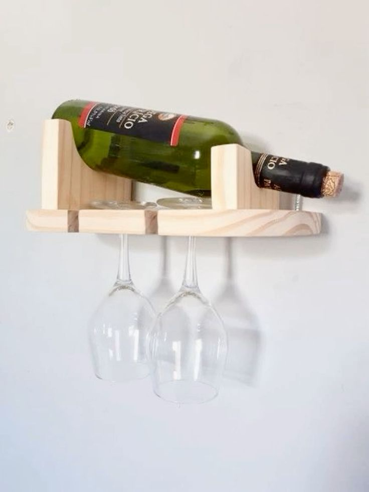 Mini Cava Pequeña Porta Vino Y Copas Madera Rustico-1