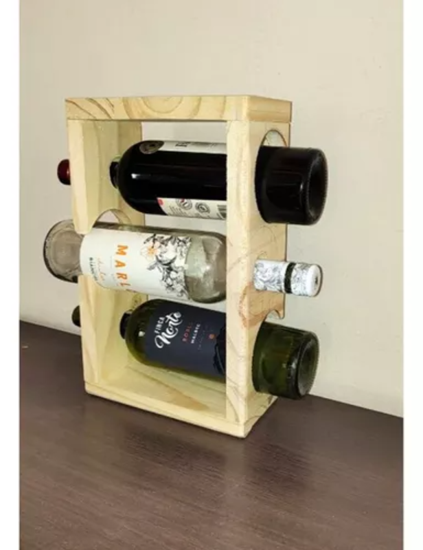 Vinoteca Cava Porta Vino Madera Pino 3 Botellas Horizontales-1