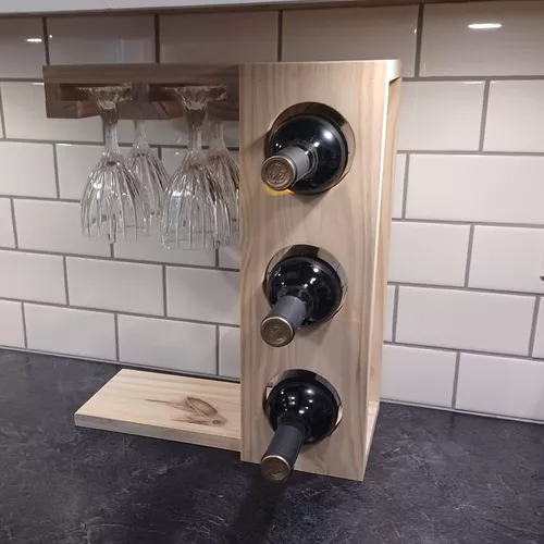 Vinoteca Cava Porta Vino Madera Pino 3 Vinos Y 4 Copas-2