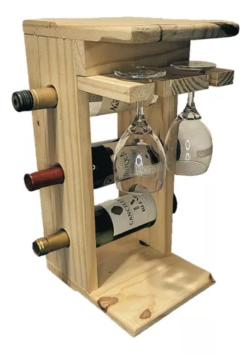 Vinoteca Cava Porta Vino Madera Pino 3 Vinos Y 2 Copas-0