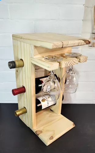 Vinoteca Cava Porta Vino Madera Pino 3 Vinos Y 2 Copas-1