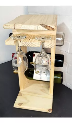 Vinoteca Cava Porta Vino Madera Pino 3 Vinos Y 2 Copas-2