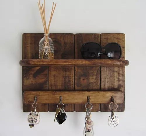 Porta Llaves Para Pared Rústico De Madera-1