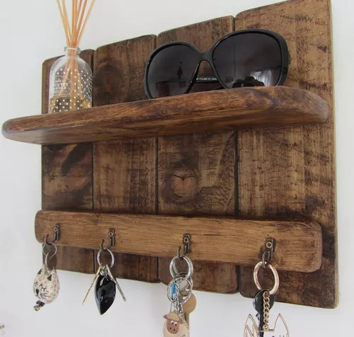 Porta Llaves Para Pared Rústico De Madera-2
