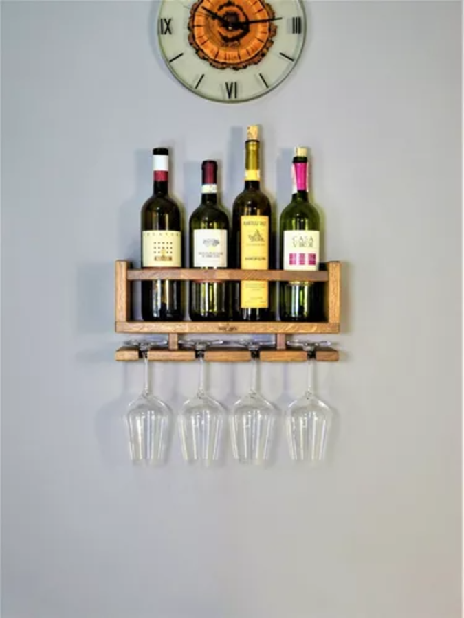 soporte para Botella Para Vino De Madera Soporte 4 Vinos-0