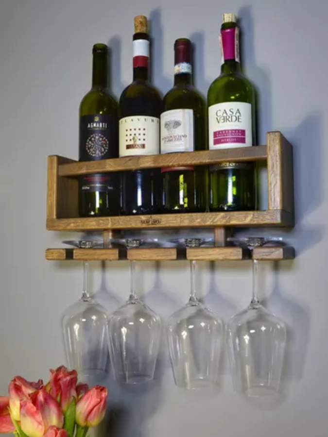 soporte para Botella Para Vino De Madera Soporte 4 Vinos-2