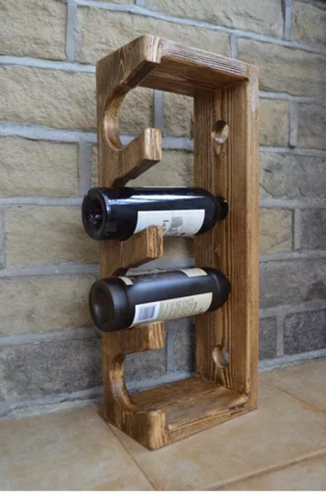 Porta Botella Para Vino De Madera Soporte 4 Vinos-1