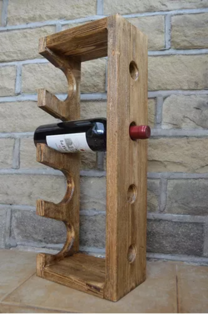 Porta Botella Para Vino De Madera Soporte 4 Vinos-2
