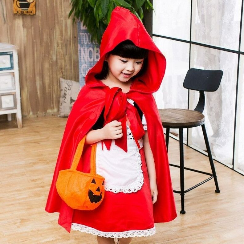 Disfraz Caperucita Roja Para Niñas Con Capucha Y Canasta.-2