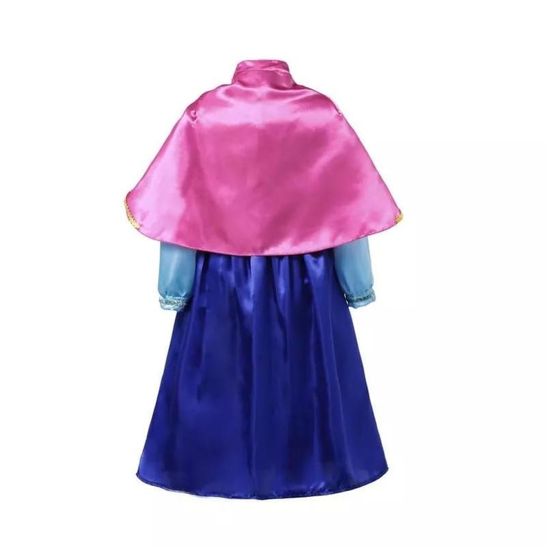  Disfraz Vestido Princesas Ana de  Frozen con Capa Rosada-1