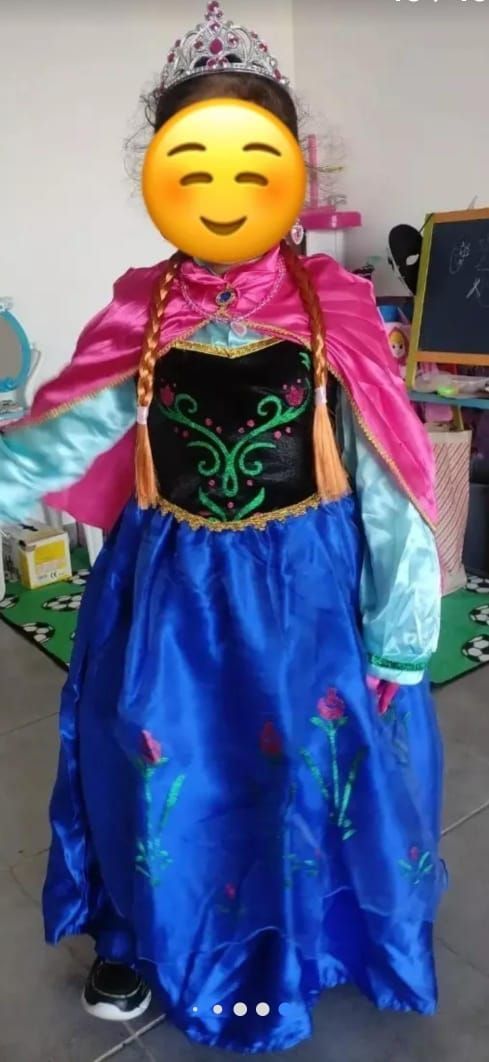 Disfraz Vestido Princesas Ana de  Frozen con Capa Rosada-2