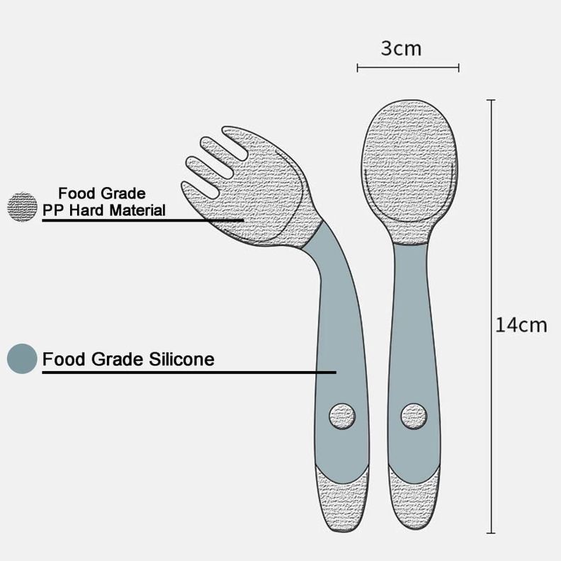 Set De Cuchara Tenedor Flexibles De Silicona Para Bebes-4
