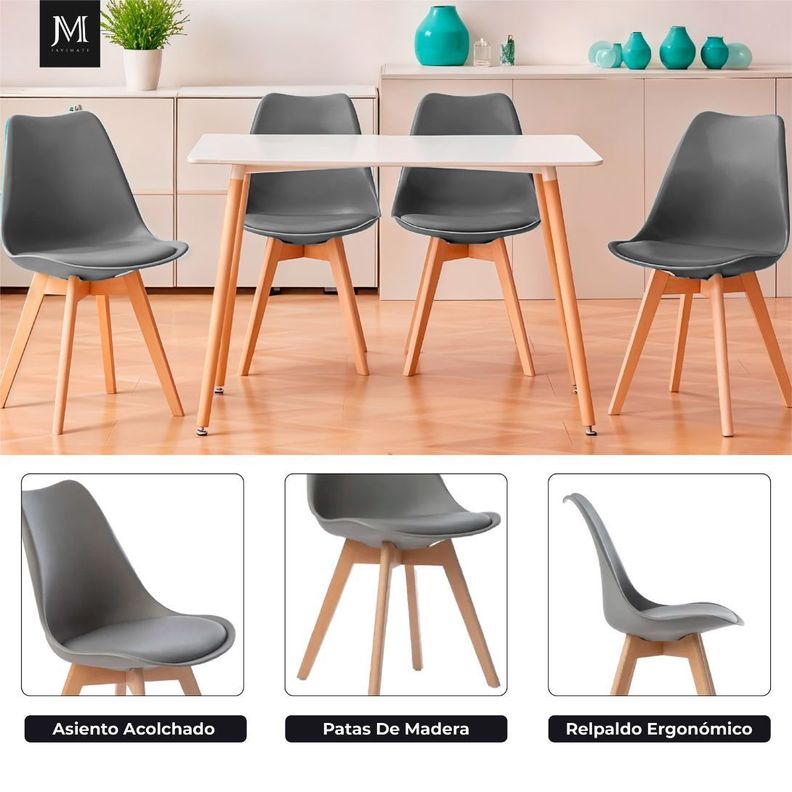Pack 4 Sillas De Comedor Tulip Acolchada-7