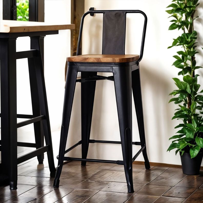 Pack 2 Pisos de Metal Tolix Asiento De Madera-1