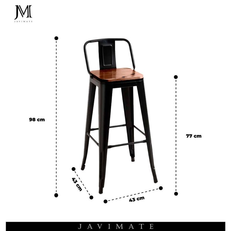 Pack 2 Pisos de Metal Tolix Asiento De Madera-3