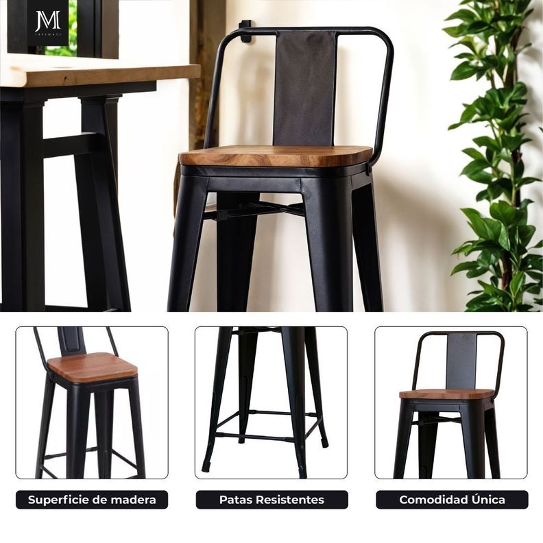 Pack 2 Pisos de Metal Tolix Asiento De Madera-5
