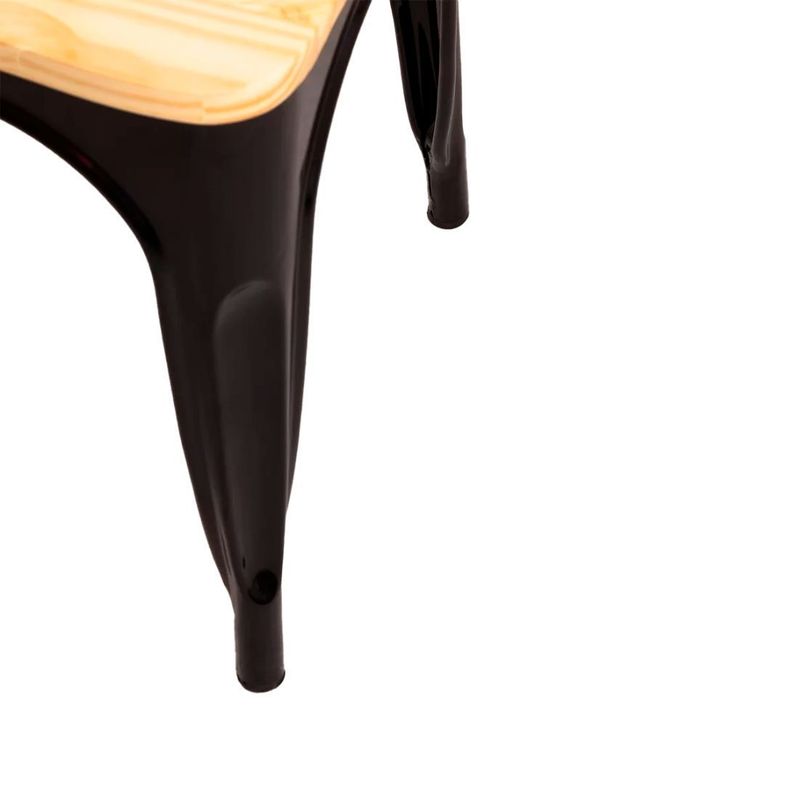 Silla De Metal Tolix Asiento De Madera-2