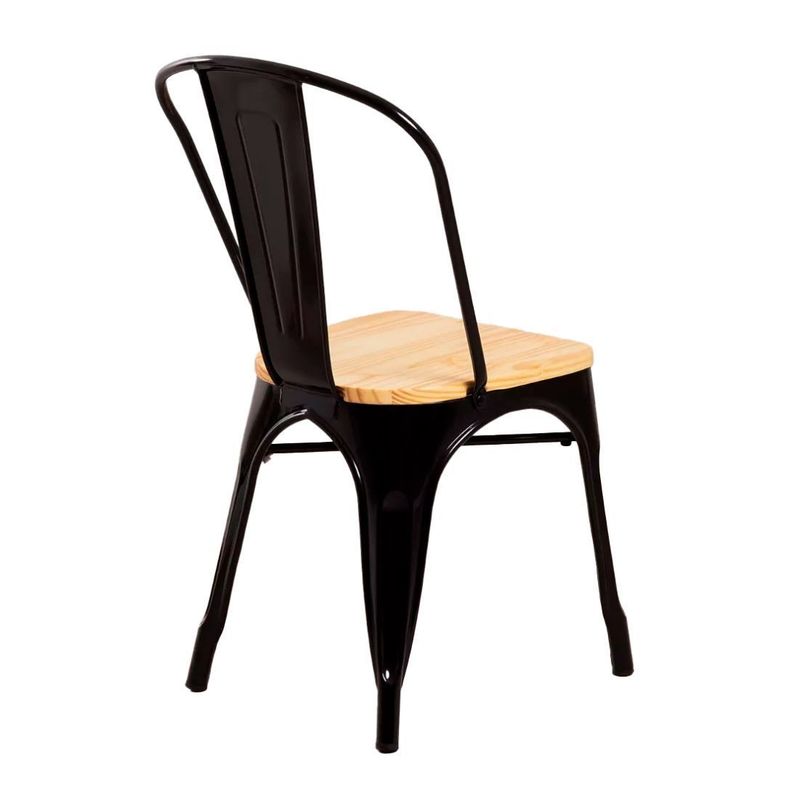 Silla De Metal Tolix Asiento De Madera-5