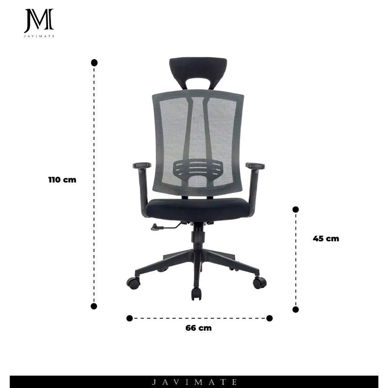 Silla De Oficina Ergonomica Pro Apoyacabeza Javimate Color Negro-3