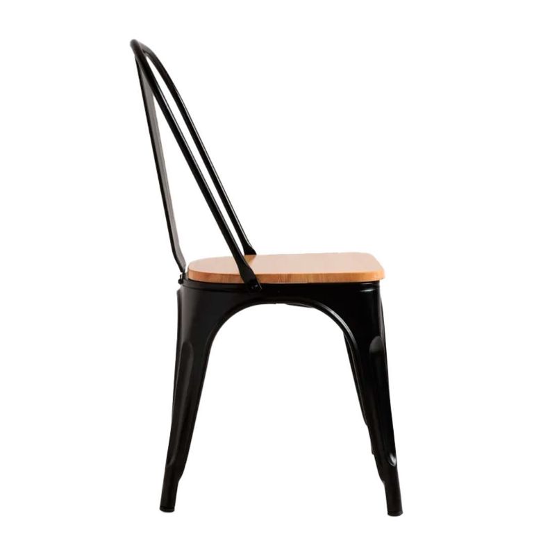 Pack 6 Sillas De Metal Tolix Asiento Madera-4