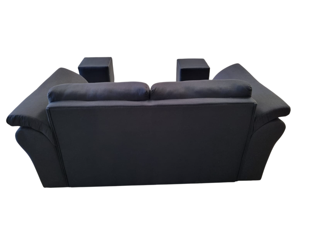 SOFA 2 CUERPOS BARCELONA TELA NEGRO +2 POUF-2