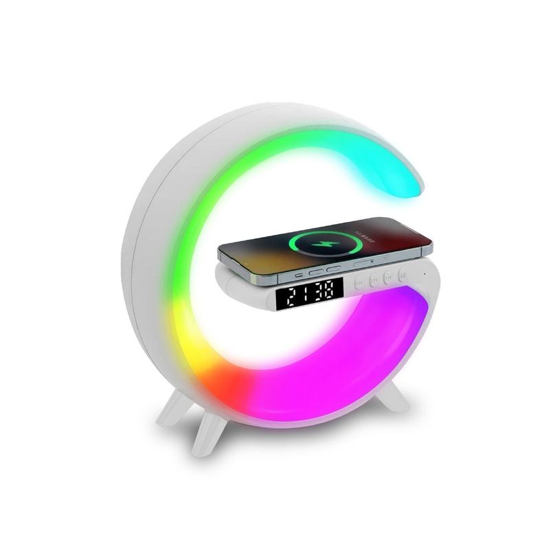 Parlante 5 En 1 Cargador + Luz RGB + Reloj + Alarma / Mlab  Blanco-0