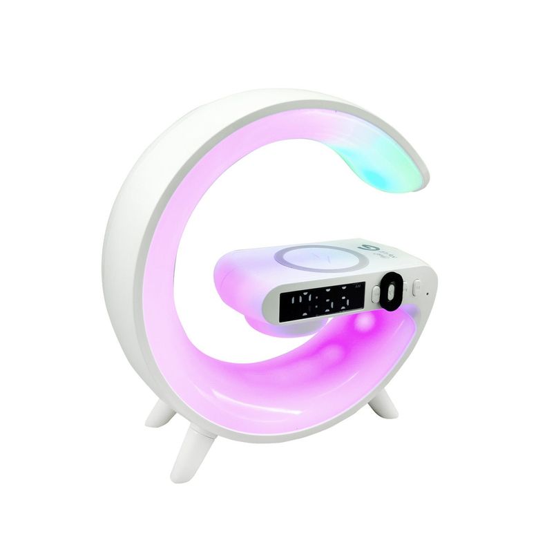 Parlante 5 En 1 Cargador + Luz RGB + Reloj + Alarma / Mlab  Blanco-1