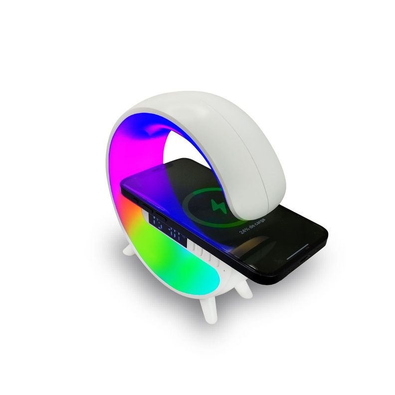 Parlante 5 En 1 Cargador + Luz RGB + Reloj + Alarma / Mlab  Blanco-4