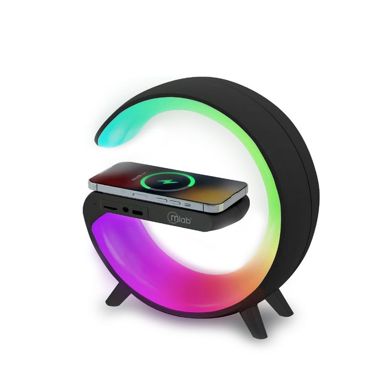 Parlante 5 En 1 Cargador + Luz RGB + Reloj + Alarma / Mlab Negro-3