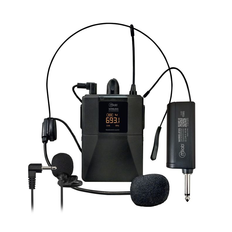 Micrófono UHF 2 en 1 Portátil Cintillo + Lavalier - 9385-0