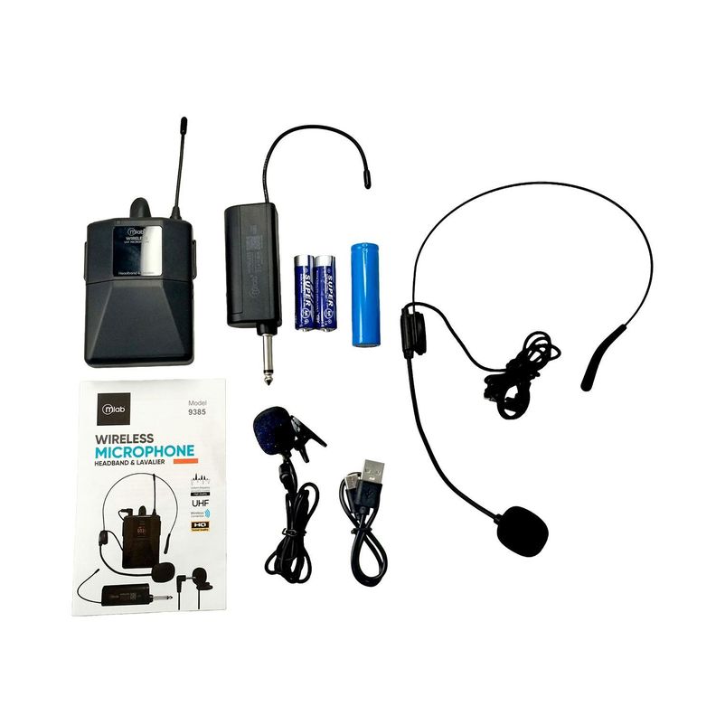 Micrófono UHF 2 en 1 Portátil Cintillo + Lavalier - 9385-5