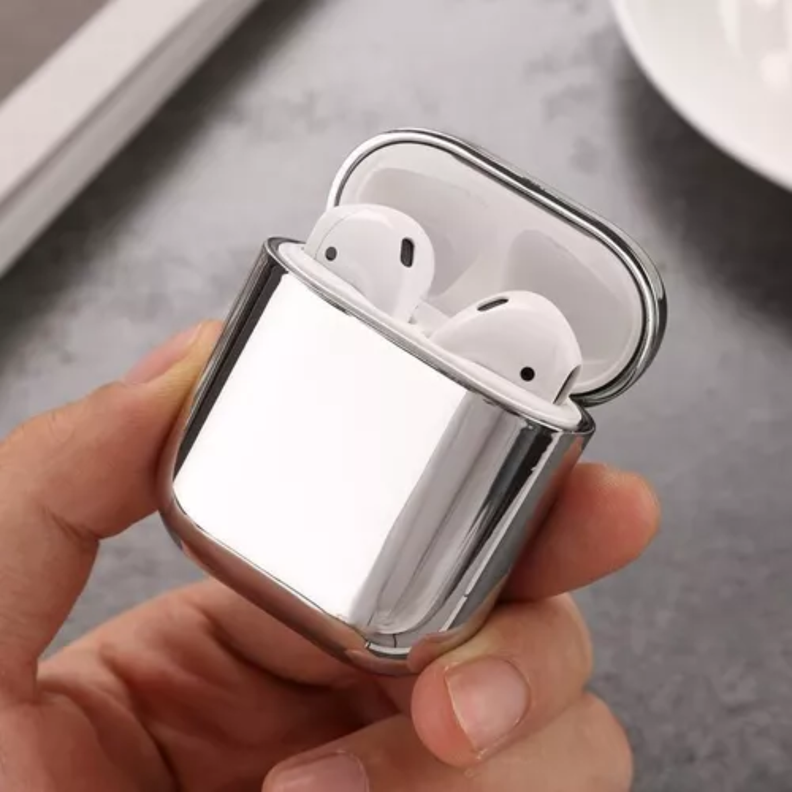 Carcasa Para AirPods 1 Y 2 Electro Chapada Plateado-2