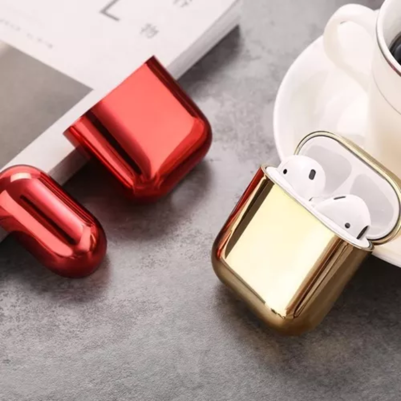 Carcasa Para AirPods 1 Y 2 Electro Chapada Plateado-3