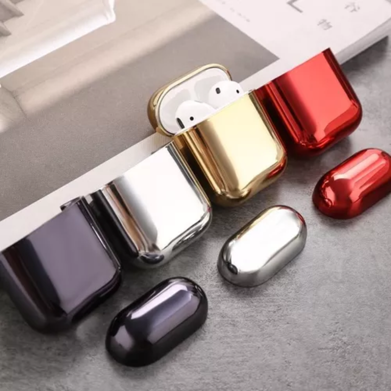 Carcasa Para AirPods 1 Y 2 Electro Chapada Plateado-4