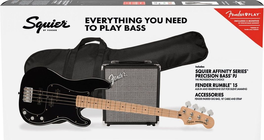 Pack Bajo Eléctrico Squier Precision Bass PJ Affinity (Negro)-1