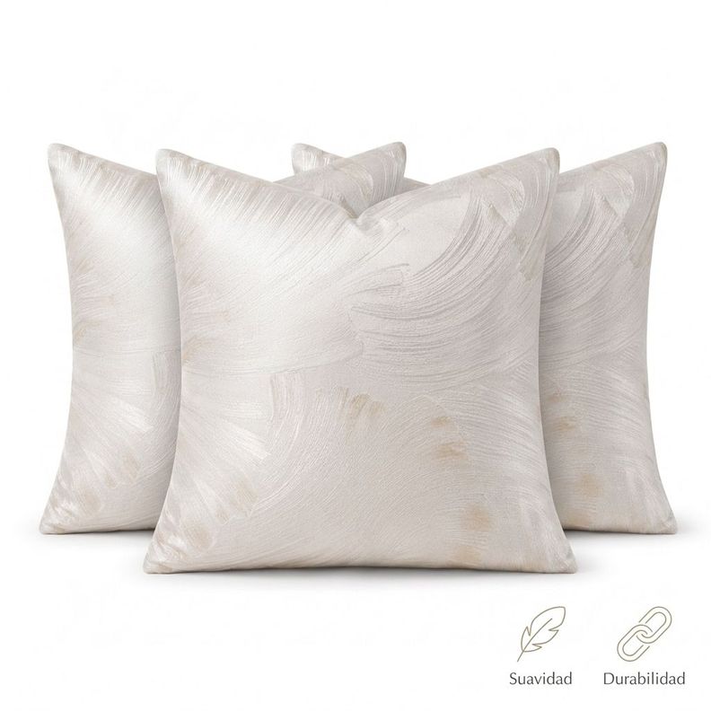 Pack 3 Fundas Cojín Satinada Blanco Textura Ondulada 45 cm 691