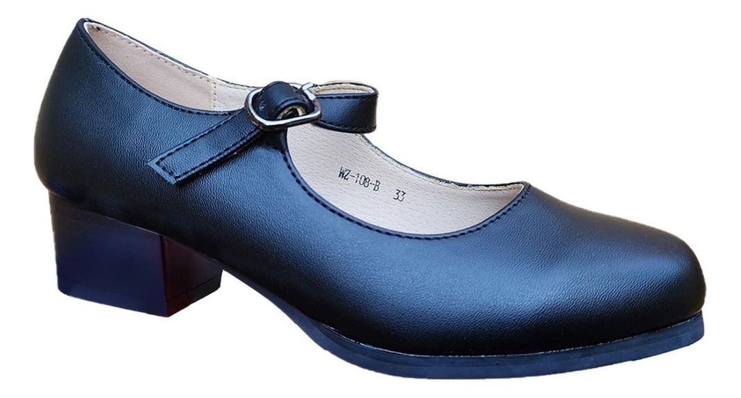 Zapato De Cueca Negro Para Mujer Con Taco 7292-2