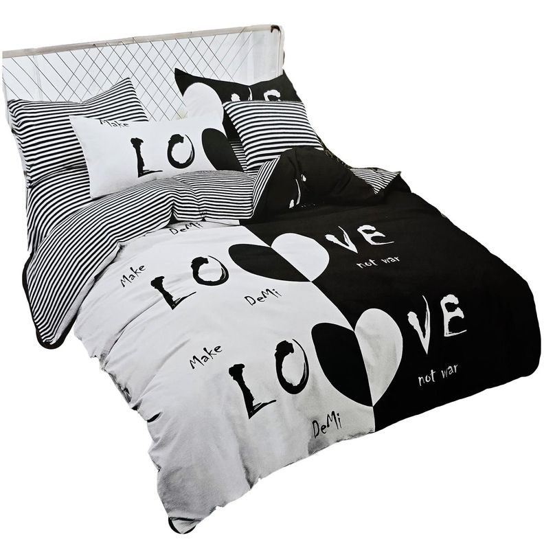 JUEGO DE SABANAS 2.5 PLAZAS KING LOVE BLACK 624-1