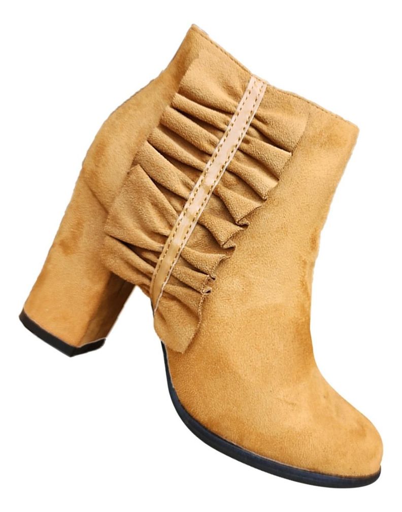Botin Media Caña Mujer Formal Taco Alto Camel 7320-1