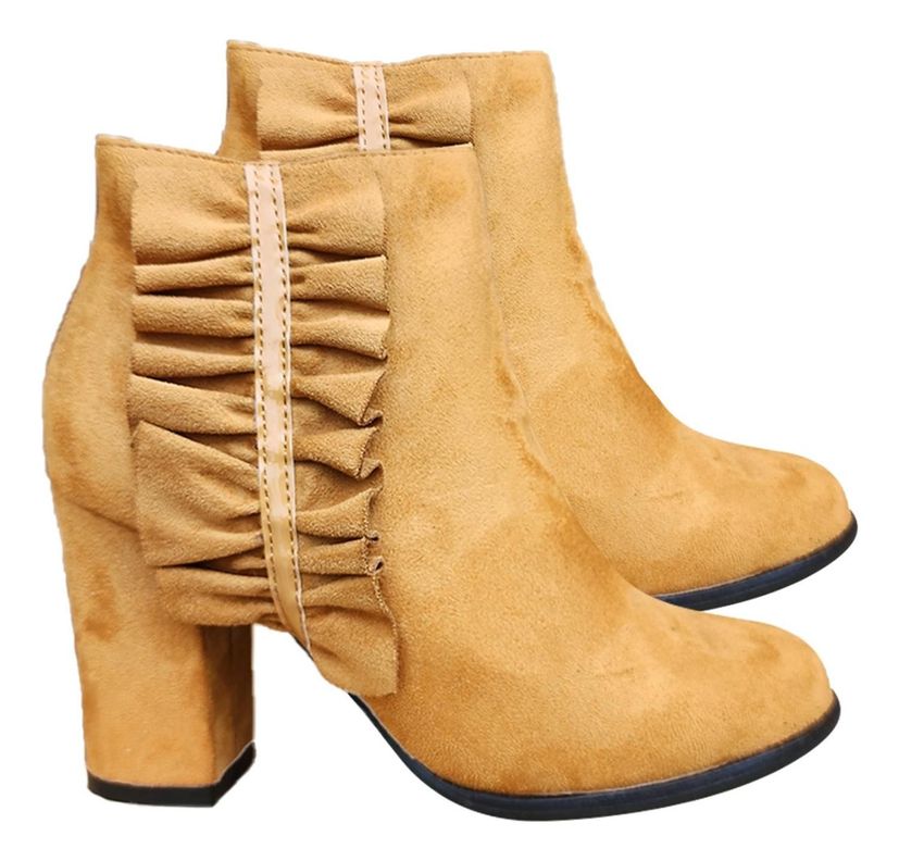Botin Media Caña Mujer Formal Taco Alto Camel 7320-2