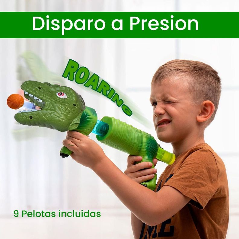 Dinopistola de aire a presión+9 pelotas dinosaurio Bordo-2