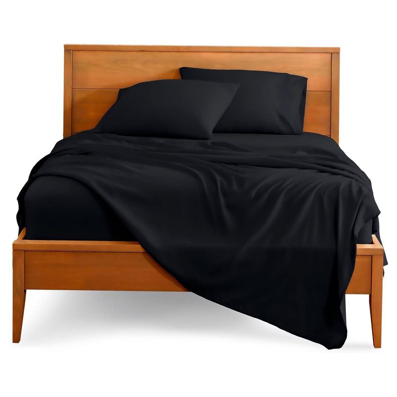 Juego de sabanas algodon 800 hilos Negro Premium 2.5 Plazas + Fundas