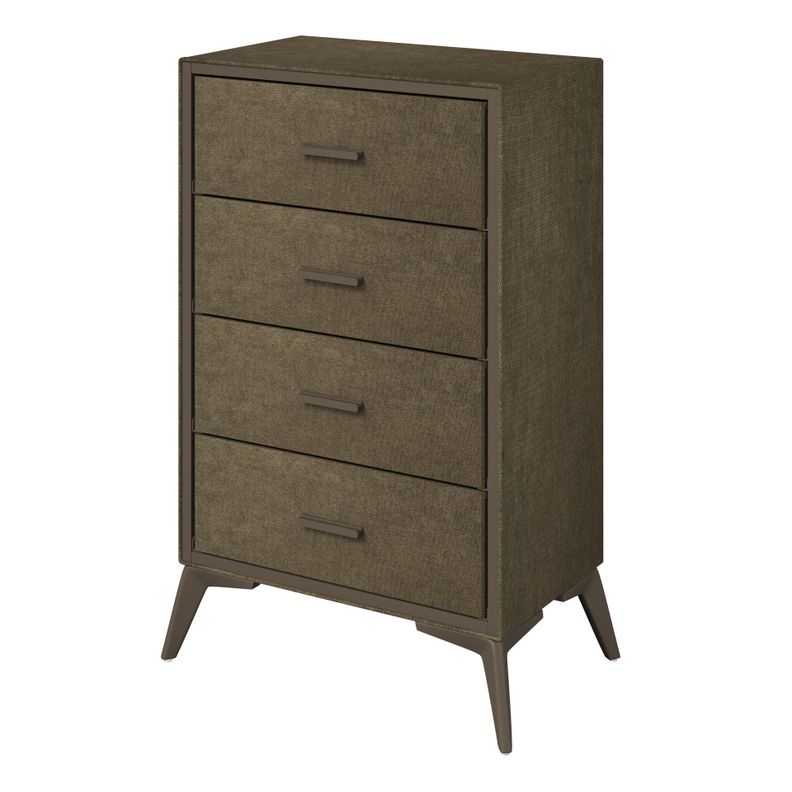 Comoda Tapizada de 4 Cajones Liviana Madera MDF Cafe Oscuro