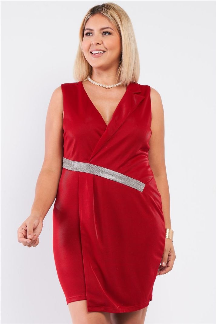 Vestido PV190 corto sin mangas y aplicación de brillos en cintura-0
